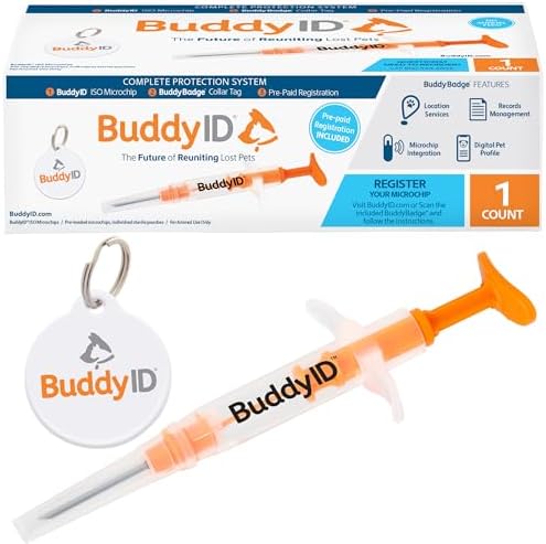 BuddyID Complete Protection System with ISO Microchip & QR Pet Tag, 1ct