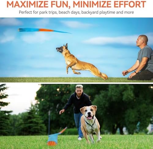 ALL FOR PAWS 2-Pack Dog Ball Toy with Tail, Interactive Throw & Catch Toy for Medium & Large Dogs, Rubber Ball with Squeaker for Exercise & Boredom Relief