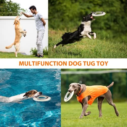 SKIPDAWG Dog Flying Disc Tug Toy, Glow Dog Fetch Toy for Outdoor Play
