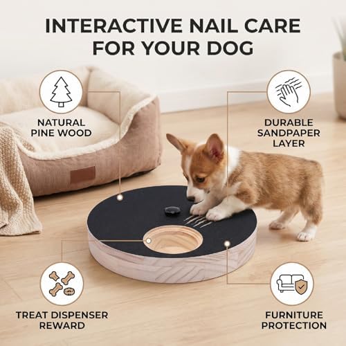 Yosoo Rotating Dog Nail File Scratch Board with Treat Dispenser for Safe Nail Care and Natural Scratching Behavior