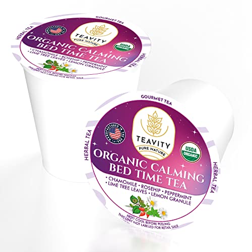 Organic Chamomile Sleep Tea Pods for Keurig - Naturally Decaf Tea - Calming Bed Time Tea by Teavity (24 Tea Pods)