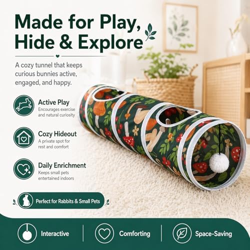 Rabbit Toys, Large Bunny Hideout Tunnel and Tube for Rabbit Guinea Pig Chinchilla Ferret Rat