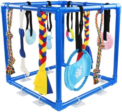 ASOCEA Puppy Play Gym for Small Dogs – Interactive Jungle Gym with 10 Hanging Toys, Adjustable Height, Safe PVC Frame for Indoor Puppy Entertainment, Teething & Mental Stimulation