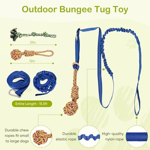 Outdoor Dog Bungee Tug Toy,Interactive Tug of War Toy for Small/Medium/Large Dogs,Tree Tuggerr Toys，Hanging from Tree Toy for Exercise Solo Play (Large)