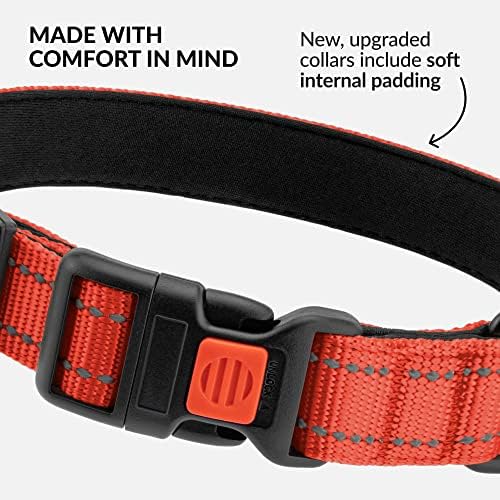 Reflective Dog Collar, Quick-Release Buckle (Orange, 14-18 Inch)