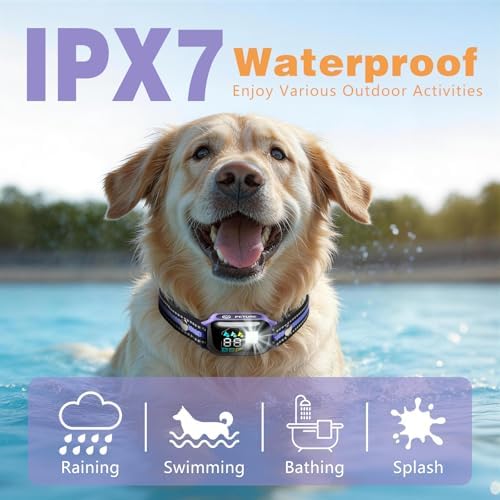 2 in 1 Shock Collar for Dogs 7-120lbs, Automatic Bark Collar with Remote Control, 3300ft IPX7 Waterproof E Collar for Large Medium Small Dogs with Beep (1-9), Vibration(1-16), Safe Shock(1-99)