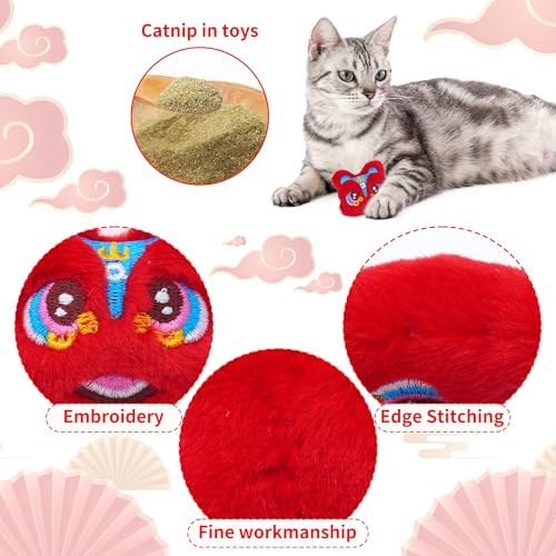 Lunar New Year Cat Catnip Toys for Indoor Cats 6 Pack