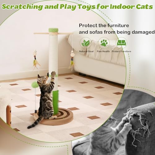 25.79" Cat Scratching Post Tower for Kittens, Sisal Small Cat Scratch Post