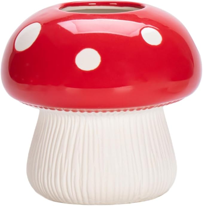 Mushroom Flower Vase Ceramic Vases Planter Flower Vase Home Decor | Little Mushroom Holder Cute Holder Decorative Mushroom Vase for Room Office Table Centerpiece Home Garden Decor (Red)