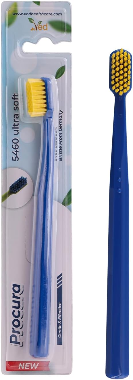 Ved ProCura Ultra Soft Toothbrush – Gentle Manual Toothbrush for Adults with 5,460 Super Soft Bristles for Sensitive Teeth and Gums (Dark Blue)