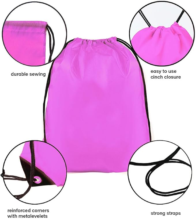Drawstring Backpack Bulk 24Pcs Draw String Backpack Bags DIY Gym Sports Traveling Yoga Cinch Bag Sackpack Drawstring(pink)
