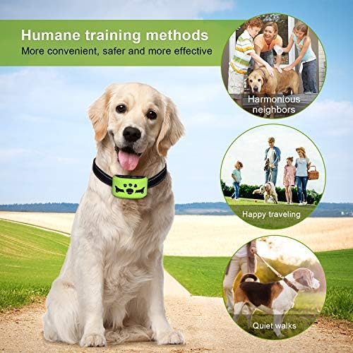 Dog No Bark Collar with Smart Detection Vibration and Harmless Shock- Rechargeable Anti Barking Device for Small Medium and Large Dog