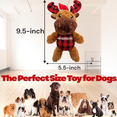 Plush Dog Toy - Dog Stuffed Animal Toy, Puppy Toys, Squeaky Dog Toy for Small, Medium & Large Dogs, Durable Plush to Keep Them Busy Morris Moose (Christmas)