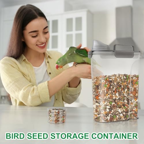 TBMax 5 Lbs Cat Dog Food Storage Container, Secondary Pet Food Storage Container Beyond a Large Dog Food Bin for Daily Use, Easy-Pouring Bird Seed Dispenser, Travel Kibble Holder -Transparent Grey