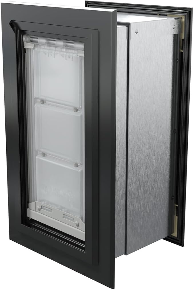 Endura Flap Single Flap Pet Door for Thick Walls | Deep Wall Design up to 13" Thick | Insulating Dual-Layer Flap & Durable Aluminum Frame | Includes Locking Cover | Black, Small, Single Flap
