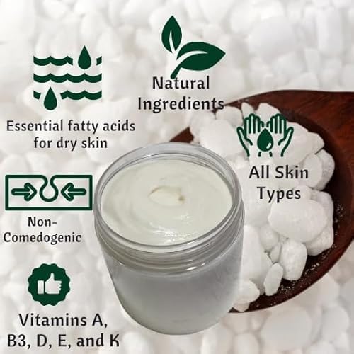 Grass-Fed Beef Tallow and Magnesium Body Butter, Natural Moisturizing Cream for Dry, Itchy, Cracked Skin, Handmade Diaper Rash (Lavender Vanilla)