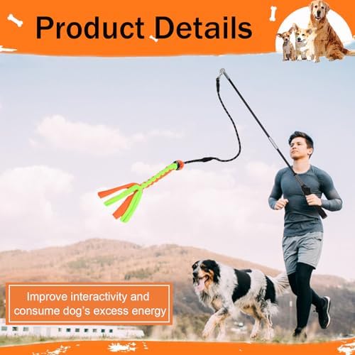 Flirt Pole for Dogs, Interactive Dog Toys Teaser Wand Play Pole with Rope