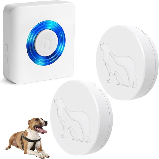 Dog Door Bell, Dog Bells to Go Outside,Dog Bells for Potty Training, Dog Doorbell with Large Touch Area Button,1000FT Range, 58 Chimes, 0-110db Volume,1 No WiFi Receiver & 2 Transmitters