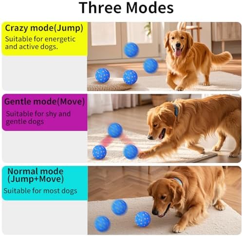 2-in-1 Interactive Dog Ball Toy for Aggressive Chewers, Automatic Moving & Bouncing E-TPU Dog Ball, 3 Modes Smart Pet Toy with Motion Sensor