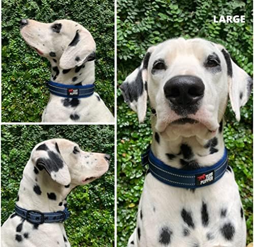 Tuff Pupper Ultra Comfort Padded Dog Collar | Thick Neoprene Padding | Ballistic Nylon Strap Dog Collar with Reflective Stitching | Durable Metal Buckle & Integrated ID Tag Holder | Waterproof Collars