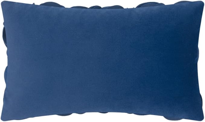 KINGROSE Handmade 3D Flower Accent Throw Pillow Cover Home Decorative Pillow Case Soft Rectangle Cushion Cover for Sofa Living Room Bed Sofa Couch 12 x 20 Inches Velvet Navy Blue