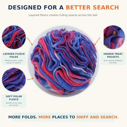 Ablechien Snuffle Ball for Dogs, Sniffle Interactive Treat Toy, Washable Puppy Treat Toy, Foraging Puzzle Ball Toy, Mind Games for Dogs, Enrichment Dog Toys
