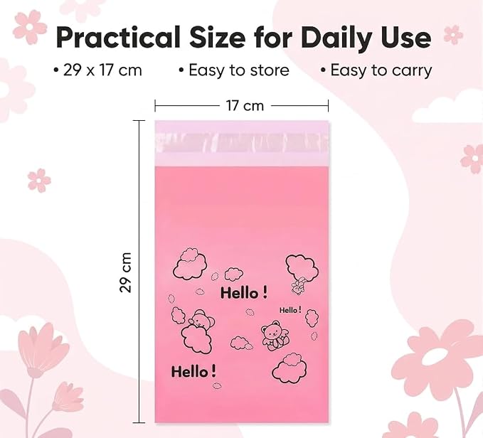[110 Count] Bynibiny Pink Feminine Hygiene Disposal Bags for Pads & Tampons | PE Self-Sealing Sanitary Napkin Bags with Adhesive Strip, 29x17cm, Teddy Bear Print, Discreet for Bathroom, Travel, Office