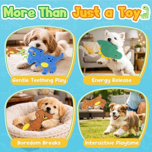 KIPRITII No-Stuffing Squeaky Dog Toys, 3-Pack Puppy Toys for Small Dogs