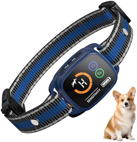 Bark Collar for Small Dogs,No Shock Anti Bark Collar with 3 Adjustable Modes Beep&Vibration,Barking Collar with 6 Adjustable Sensitivity Rechargeable Smart Training Collar (Blue)