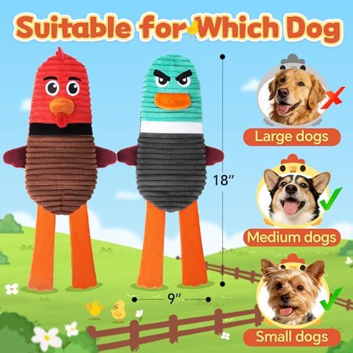 Tough Dog Toys, 2 Pack No Stuffing Squeaky Toys