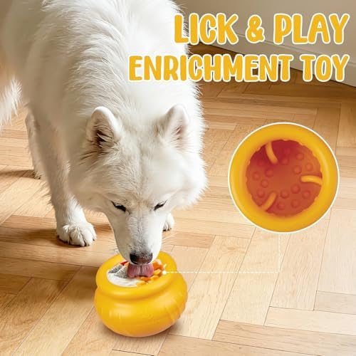 Wobbly Dog Enrichment Lick Toy, Stuffable Frozen Lick Bowl to Keep Dogs Busy, Long-Lasting Interactive Treat Dispensing Dog Toy, Silicone Fetch Catch Chew Toy(Orange,M)