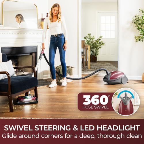 Kenmore Elite 700 Series Bagged Canister Vacuum with Hair Eliminator | Pet Friendly Design, 2-Motor Powerful Suction, HEPA and Auto Cord Rewind for Carpets, Hard Floor and Upholstery - 81715