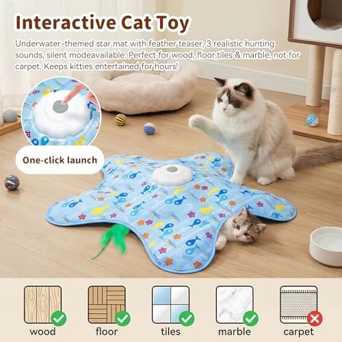 Interactive Touch Activated Hide and Seek Cat Toys for Indoor Cats, White