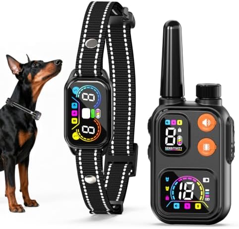 2‑in‑1 Dog Bark and Shock Collar, 4500FT Remote Range, Beep/Vibration/Shock 3 Modes, 8 Sensitivity, IP67 Waterproof, Portable Training Collar for Medium and Large Dogs (5-120lbs)