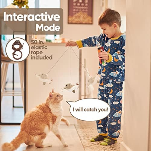 Flapping Cat Toy, Motion Activated Flying Squirrel with Catnip, 3 Modes & USB Rechargeable, Machine Washable Interactive Toy for Indoor Cats