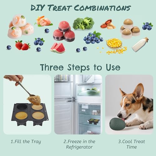 Treat Dispensing Dog Cognitive Toy to Keep Them Busy, Freezable Fillable Rubber Enrichment Lick Toy for Small and Medium Dogs 10-60 lbs, Long-Lasting Interactive Puzzle Dog Toy (Green)