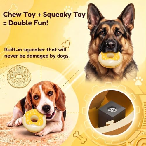 Squeaky Dog Chew Toys, Interactive Tough Indestructible Dog Toys for Aggressive Chewers, Medium to Large Dogs, Indoor & Outdoor Use