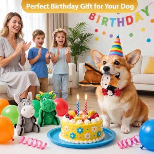 Drmstow 3-Pack Squeaky Plush Dog Toys for Small and Medium Dogs