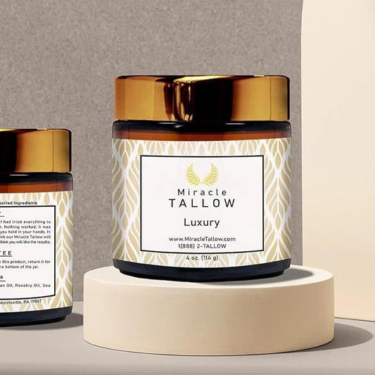 Natural Nourishing Tallow Balm for Skin Care - Handcrafted for Dry Skin - Organic Grassfed Beef Tallow - Perfect for Sensitive Skins - Hydrating & Healing (Luxury)