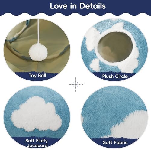 Tempcore Cat Tunnel, 3-Way Collapsible Toy for Indoor Cats, Blue Cloud