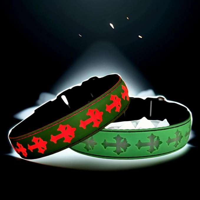 Light Up Glow Dog Collar with Chinese Style AirTag Holder
