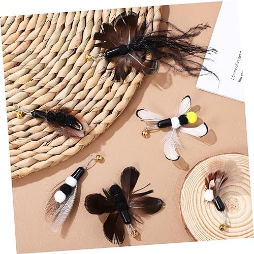 FRCOLOR 6pcs Interactive Cat Teaser Replacement Toys Bell Realistic for Indoor Play Easy to Switch Between Cat Wands Variety for Pet Entertainment