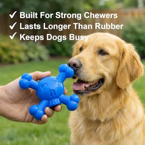 Dog Chew Toys for Aggressive Chewers, Durable Nylon Tough Chew Toy for Small & Medium Dogs, Bacon Flavor Skull Dog Toy to Keep Dogs Busy Indoors, Helps Reduce Boredom