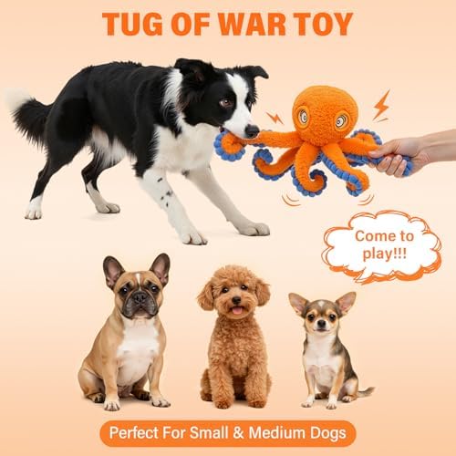 Interactive Octopus Dog Squeaky Toy - Plush Crinkle Tug & Chew