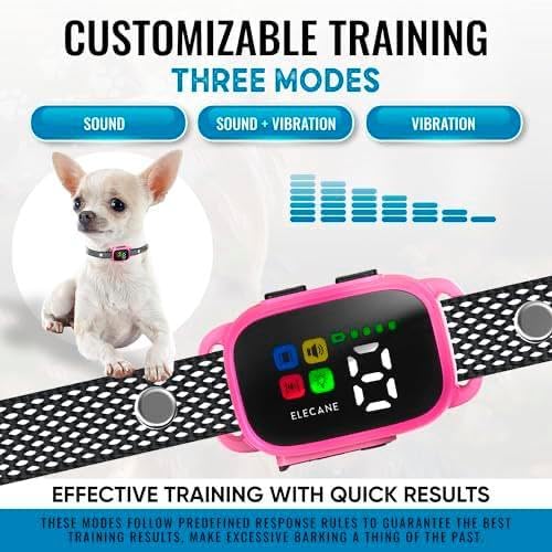 3 Pack Tiny Bark Collar for Small Dogs 5-15 lbs and Puppies - No Shock Anti Barking Collar - Rechargeable Smart Collar for Dog Training with 7 Sensitivity Levels and 3 Beep&Vibration Modes