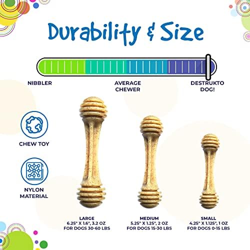 SodaPup Honey Bone – Durable Dog Chew Toy Made in USA from Non-Toxic, Pet Safe, Food Safe Nylon Material for Mental Stimulation, Clean Teeth, Fresh Breath, Problem Chewing, Calming Nerves, & More