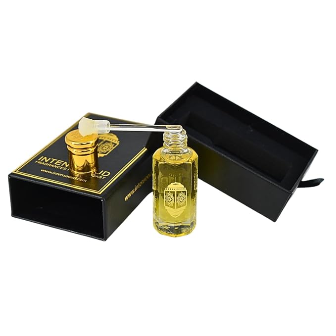 INTENSE OUD Crys Water Arabian Perfume Oil for Men, Long Lasting Alcohol-Free Concentrated Fragrance, 12ml (0.40 oz) in Black Gift Box, Misk Blend