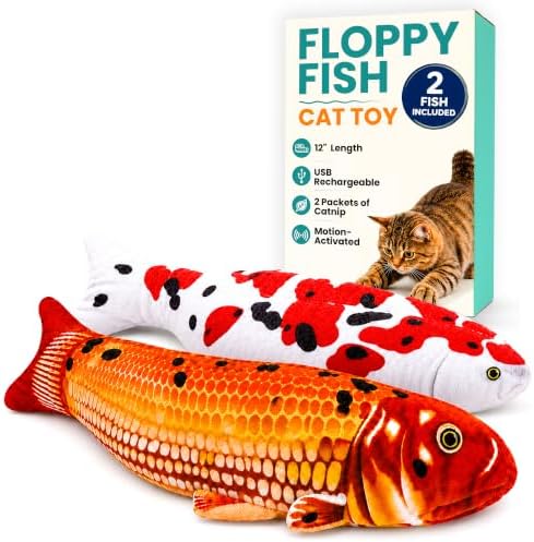 Pet Fit For Life Floppy Fish Cat Toy with Catnip - Multicolor, 2 Count