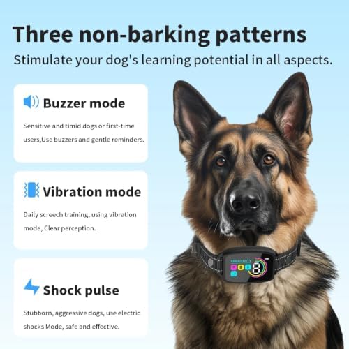 Smart Anti Bark Collar for Small Medium Large Dogs, Rechargeable Dog Barking Collar with HD Color Screen, AI Smart Recognition, IP67 Waterproof, 4 Training Modes & 8 Sensitivity Levels