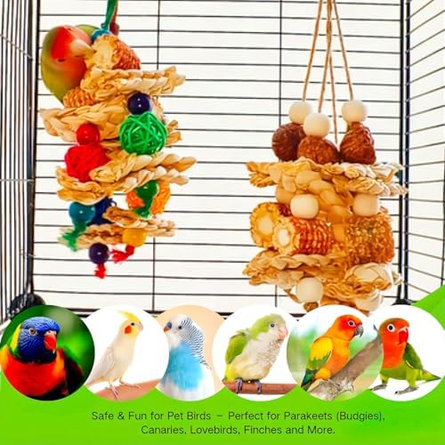 2pcs Bird Toys for Parakeets,Parrot Cage Chewing Hanging Toy